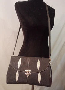 Vintage STINGRAY AUSTRALIA Authentic Stingray Leather Flap Close Shoulder Bag - Picture 1 of 16