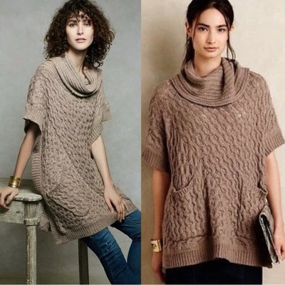 Poncho Suéter Anthropologie Angel of the North Bryson Cuello Capucha Talla Grande XS S Foto 1 de 4