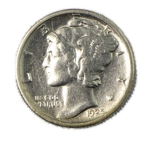 1925-S Mercury Silver Dime San Francisco Almost Uncirculated AU+ Cleaned - Picture 1 of 2
