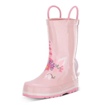 Bota de lluvia estampada impermeable para niñas con asas fáciles de tirar, Unity Unicorn, 6 Foto 1 de 4