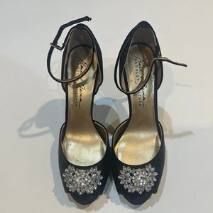 Mark & James by Badgley Mischka Damen-Absatz Größe 8 schwarz Satin offene Zehenpartie Glitzer - Bild 1 von 7