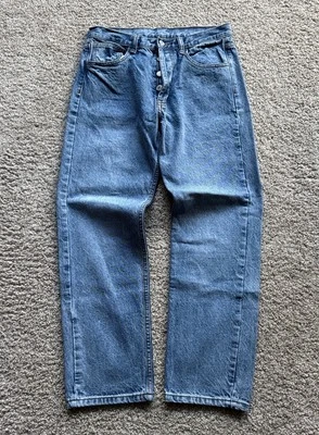 Pantalones de mezclilla John Galt para mujer azul medio pierna recta botón mosca tiro alto Foto 1 de 4