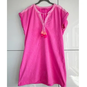 Vineyard Vines Hot Pink T-Shirt Kleid Quaste Tie Neck Size Large Fuchsia - Bild 1 von 4