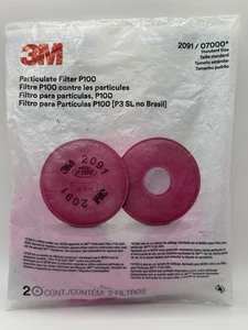 3M 2091 NIOSH P100 Particulate Filter - 2 Count Expire 2028 - Picture 1 of 2