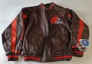 CLEVELAND BROWNS GENUINE LEATHER JACKET SIZE XL BY 58 SPORTS BRAND NEW WITH TAGS - Picture 1 of 12