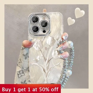 Funda de teléfono con soporte de tulipán para iPhone 16 Pro Max 15 14 13 12 11 - Imagen 1 de 12