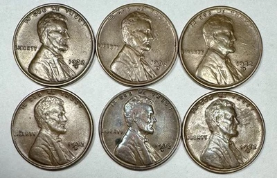 1932-D Lincoln 1c Cent Lot of 6 Wheat Pennies - Image 1 of 3