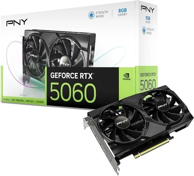 PNY NVIDIA GeForce RTX 5060 8GB Dual Fan Graphics Card VCG50608DFXPB1 - Image 1 of 4