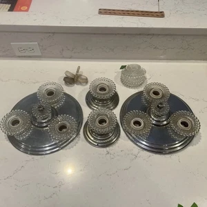 2Vtg Art Nouveau ART DECO 3 Bulb And 2 Single Bulb Ceiling Light & Xtra Glass - Picture 1 of 20