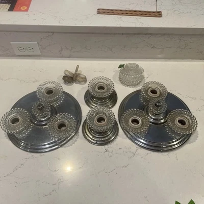 2Vtg Art Nouveau ART DECO 3 Bulb And 2 Single Bulb Ceiling Light & Xtra Glass - Image 1 of 4