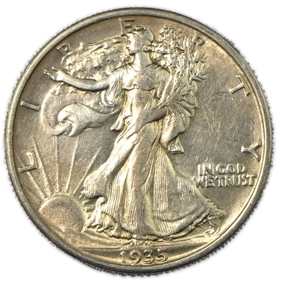 1935-P Philadelphia Walking Liberty Silver Half 50c Almost Uncirculated AU - Image 1 of 2