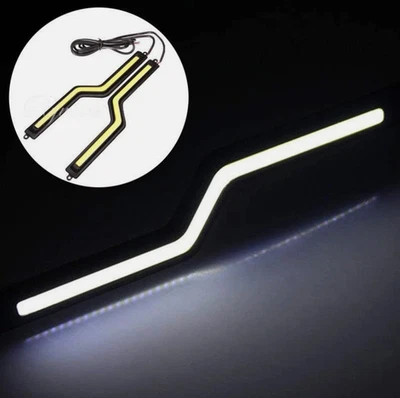 2Pcs White Z Shape COB LED Car DRL Driving Daytime Running Lamp Fog Light Strip - Image 1 of 4