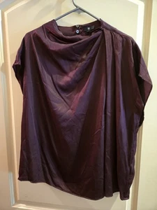 Gap BR Blouse, Asymmetrical Draoe, Sleeveless Dark Purple, Size XL - Picture 1 of 9