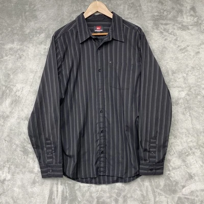 Quicksilver Men's Shirt Size Large Black Long Sleeve Chest Pocket Logo - Image 1 of 4