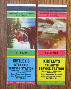 KIRTLEY'S ATLANTIC GAS STATION MATCHBOOK COVERS: SAYRE, PA 1950s MATCHCOVERS -A1 - Picture 1 of 2