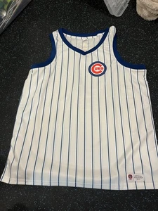 Camiseta sin mangas 2024 Chicago Cubs Budweiser Bleacher blanca a rayas SGA XL subastas también - Imagen 1 de 2