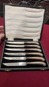 Vntg. Sheffield Silverplate & Stainless 8.5" Knife Set of 6 Marshall Field & Co. - Picture 1 of 5