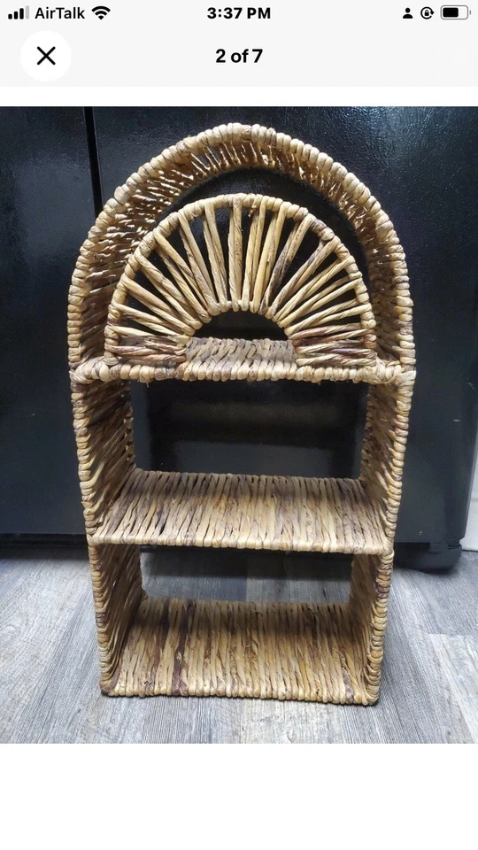 Винтажная плетеная полка из ротанга 3 уровня  - Изображение 1 из 4