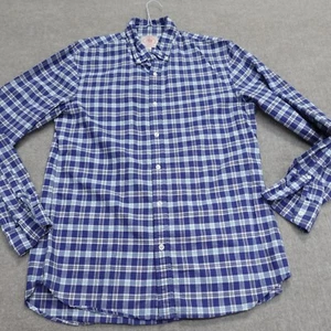 J. Press Mens Oxford Shirt Medium Blue Button Down Oxford OCBD Plaid - Picture 1 of 8