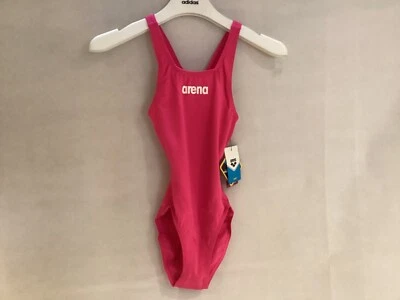 ARENA GIRLS SOLID SWIM TECH SWIMSUIT BNWT SIZE 6-7 yrs 22 FRESIA ROSE PINK - Image 1 of 2