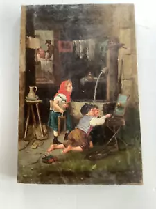 Beatifully Painted Antique Italian? O/C Children Painting Artists Canvas - Picture 1 of 15