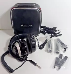 Midland 21-347 headphones 2 microphones 1 extension case vintage Japan - Picture 1 of 7