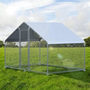 Chicken Coop Large Metal Chicken Run for 6/10 Chickens Poultry Cage - Picture 1 of 7