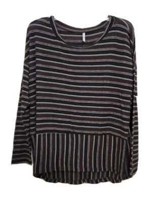 Suéter Top Para Mujer Marrón Negro Plata Rayas Transparente Suelto Calce M Passport Foto 1 de 4