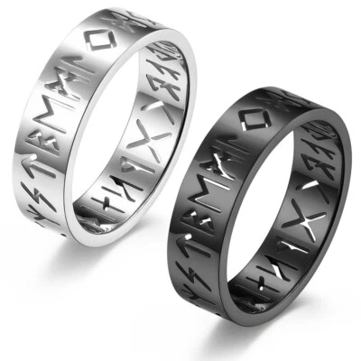 Bandring Titan unisex mit Runen silber oder schwarz Runenring bre10 - Bild 1 von 3