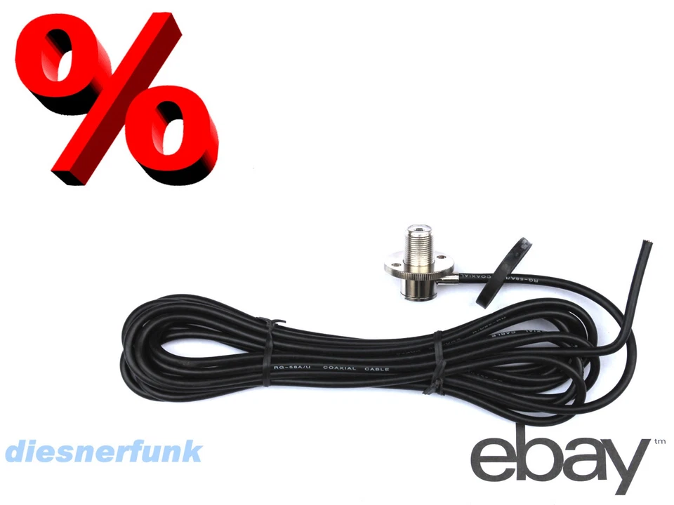 CB FUNK PL Anschlusskabel mit PL Einbaufuss für schwere PL Antennen 4,2m RG58  - Bild 1 von 1