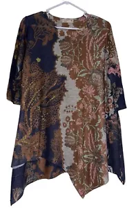 Atelier5 by Gorde Yilmaz Tunika Top Gr. S asymmetrischer Saum braun grau geblümt - Bild 1 von 5