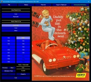 AVIS & Hertz Ads 1952-1969 with TV Commercials digital collection Corvette Ford - Picture 1 of 3