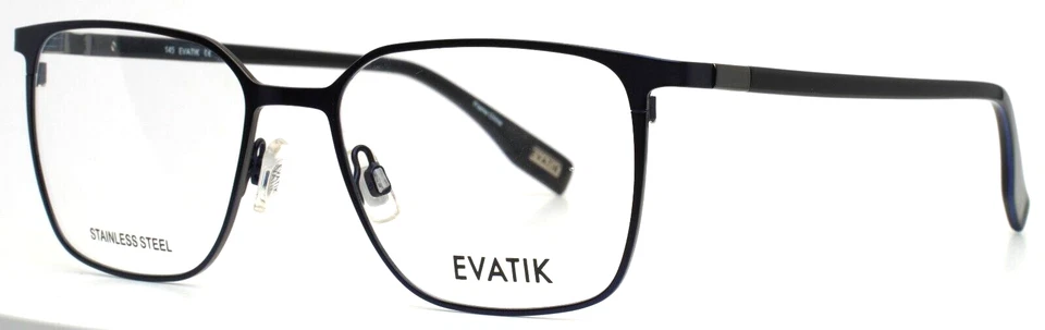 Anteojos EVATIK 9263 M101 azul marino cromados para hombre de borde completo cuadrado 53-18-145 B:42 Foto 1 de 4