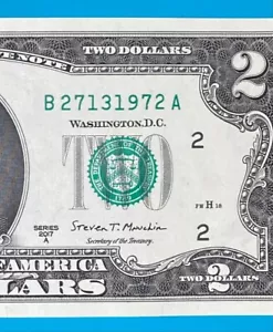 B 2713 1972 A : TRAILING YEAR 1972 $2 Two Dollar Bill Serial Number Uncirculated - Picture 1 of 3