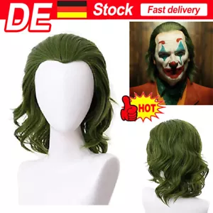 DE Joaquin Phoenix Joker Perücke Cosplay Arthur Fleck Prop grünes lockiges Haar - Bild 1 von 12