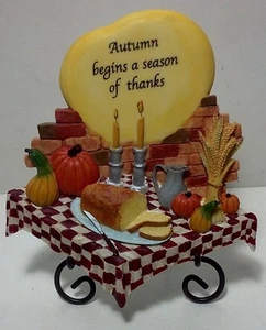 Russ Berrie Autumn Settings Message Handpainted Plaque w/plate stand "AUTUMN" - Picture 1 of 2