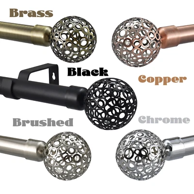 Barra de ojales extensible para poste de cortina cromo latón negro 75 cm - 300 cm Osaka 19 mm Foto 1 de 4