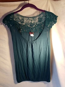 Agenda Brand - Women's Blue Sleeveless Top w Crochet Details & A Cinch Waist, SM - Picture 1 of 11