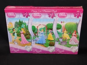 Disney Princess 3 in 1 Panoramic Puzzle with 24 48 63 Pcs Total NEW SEALED - Picture 1 of 3