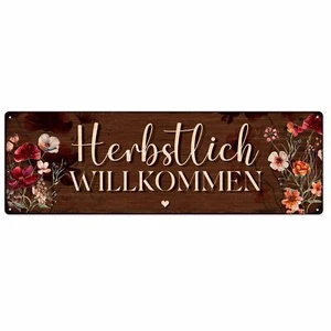 Interluxe Schild Metallschild - Herbstlich Willkommen - Herbstdeko Türschild - Bild 1 von 6