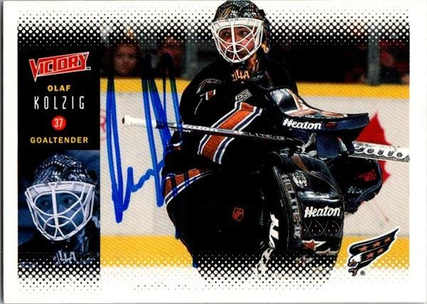 Olaf Kolzig autographed hockey card (Capitals) 2000 Upper Deck Victory #239 - Image 1 of 1