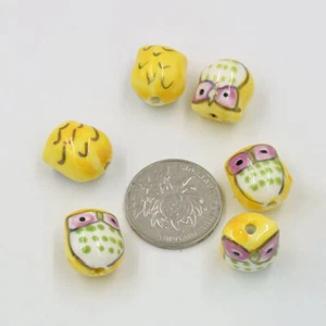Owl Ceramic Bead Craft Loose Beads Jewelry DIY Bracelet Earrings Accs 1~5pcs - Picture 1 of 24