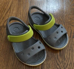 Crocs Bayaband Toddler Sandals Water Friendly Beach Shoes Gray/Green C4 Crocband - Picture 1 of 8