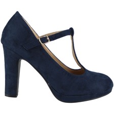 ladies navy t bar shoes