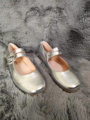 Zapato de ballet informal sin cordones Christie Jill Girls Dahlia plano 2M gris plateado Foto 1 de 4