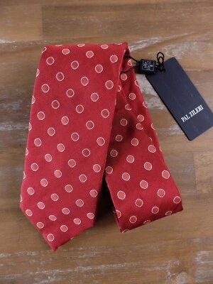 Corbata de seda con motivo de lunares círculo rojo PAL ZILERI auténtica nueva con etiquetas Foto 1 de 3