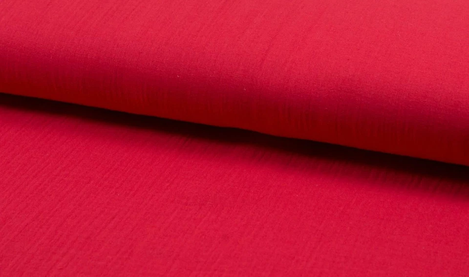 CRS FUR FABRICS Bambino Double Gauze Muslin Fabric Material RED