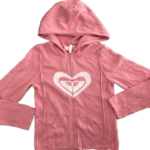 ROXY Girls Hoodie Jacket Zip Sweater Cardigan Medium M Pink Long Sleeve - Picture 1 of 6