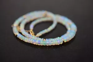 Ethiopian opal 3-4mm  Smooth Rondelle Top Quality Necklace Jewellery 18" - Picture 1 of 3