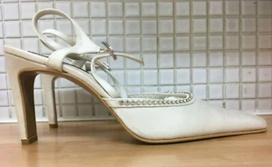 Riemchen Diamant Braut Sandalen Satin Schuhe Lexus Collection 7 UK NEU cremeweiß - Bild 1 von 6